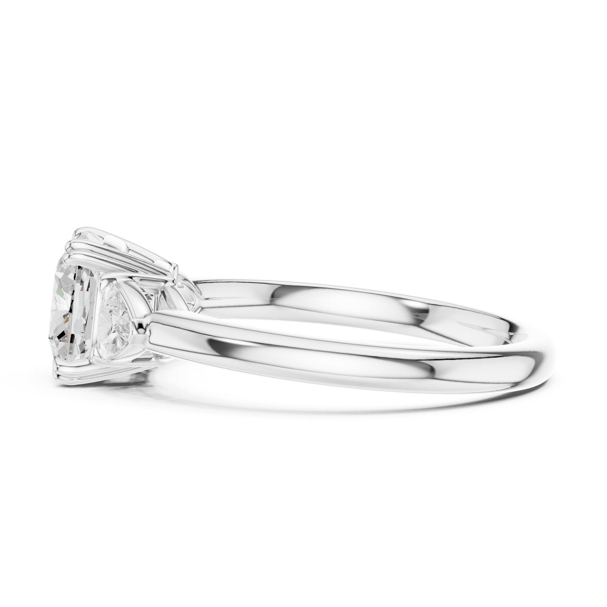 Cushion Three Stone Lab Grown Diamond Engagement Ring