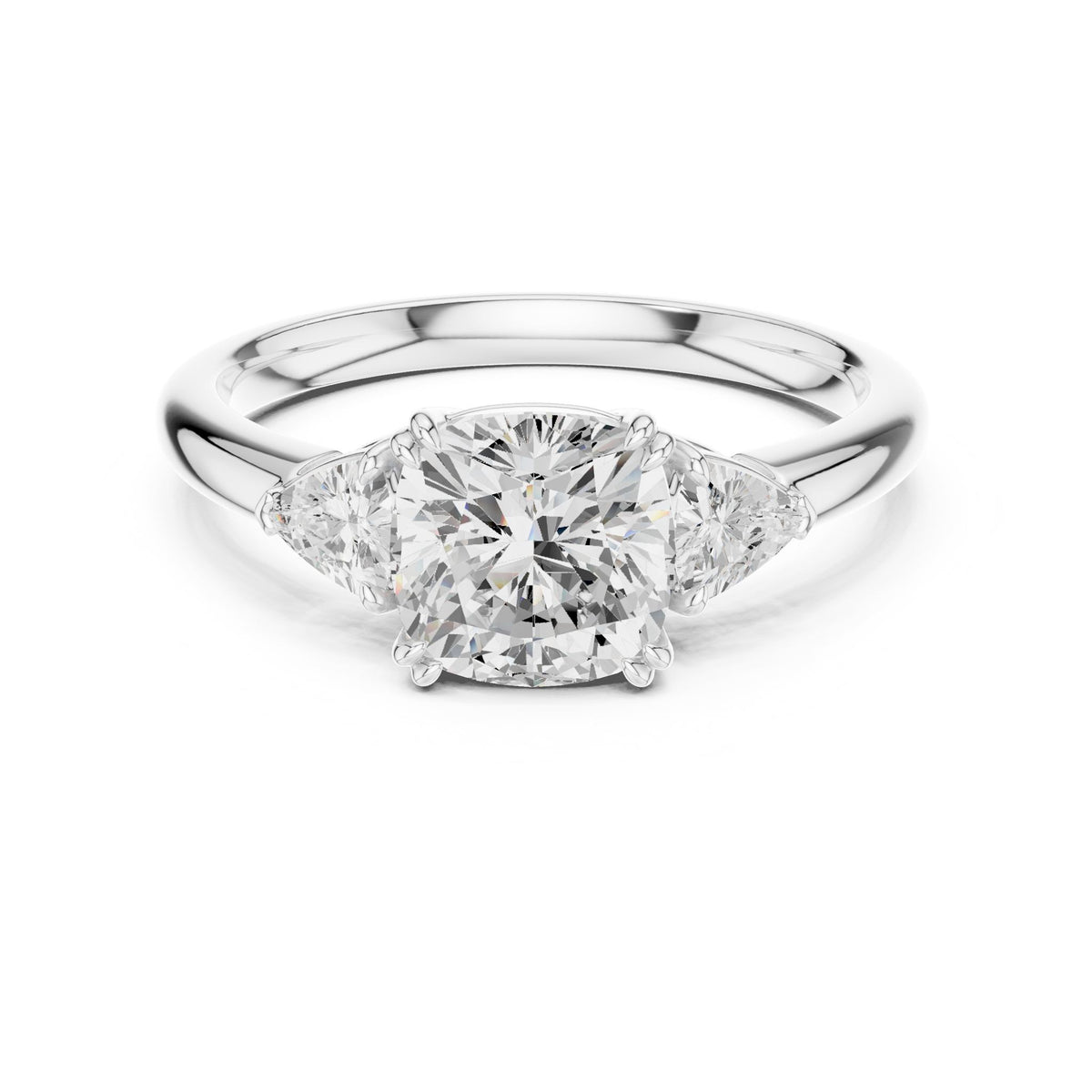 Cushion Three Stone Lab Grown Diamond Engagement Ring