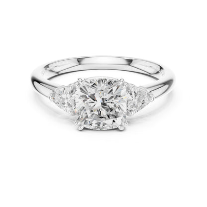Cushion Three Stone Lab Grown Diamond Engagement Ring