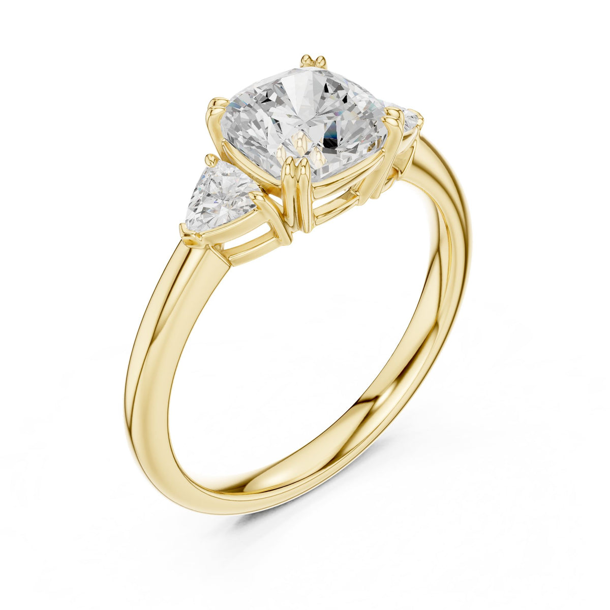 Cushion Three Stone Lab Grown Diamond Engagement Ring