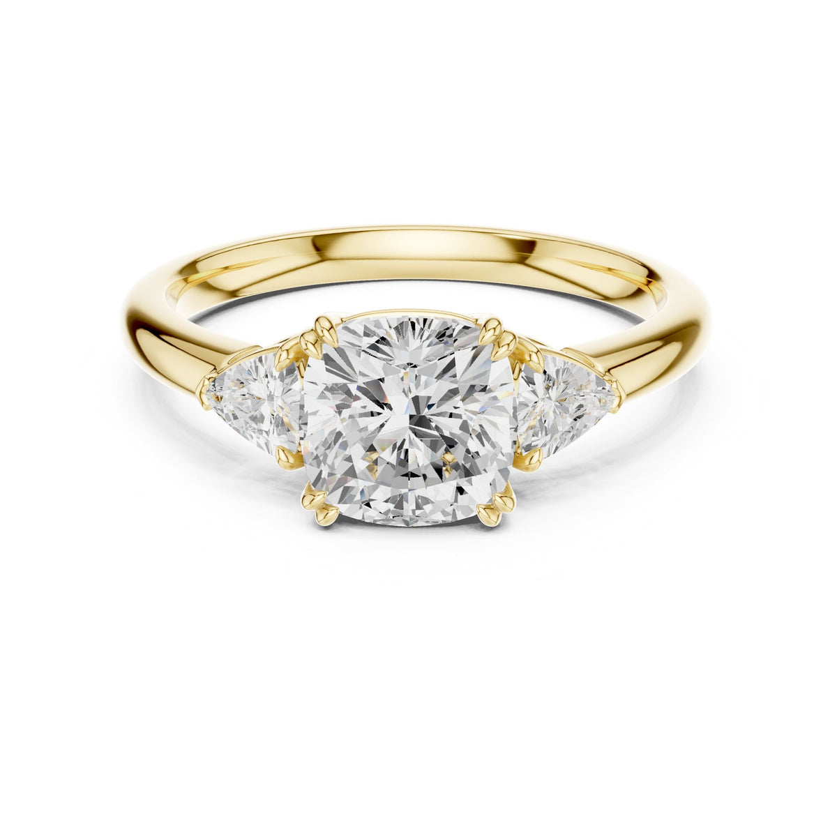 Cushion Three Stone Lab Grown Diamond Engagement Ring