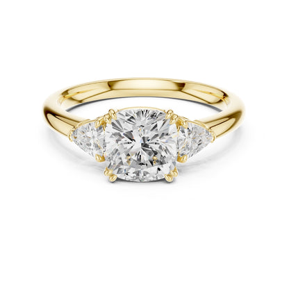 Cushion Three Stone Lab Grown Diamond Engagement Ring