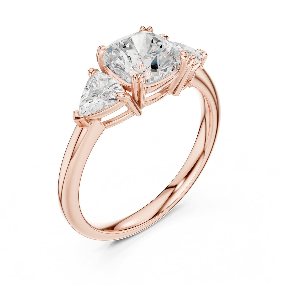 Cushion Three Stone Lab Grown Diamond Engagement Ring