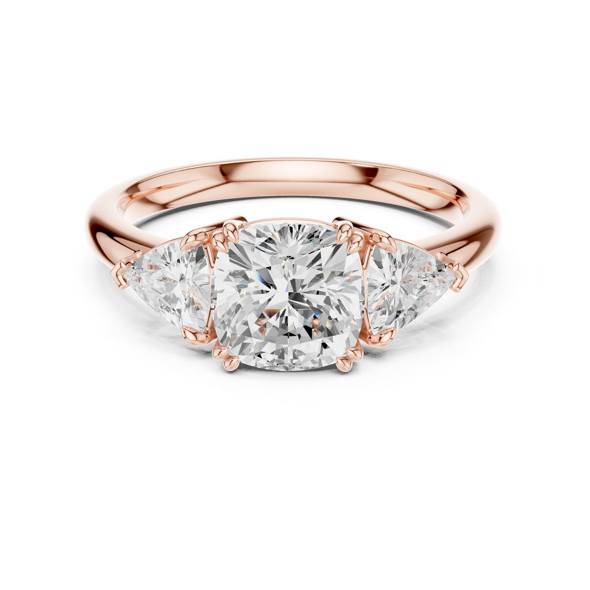 Cushion Three Stone Lab Grown Diamond Engagement Ring