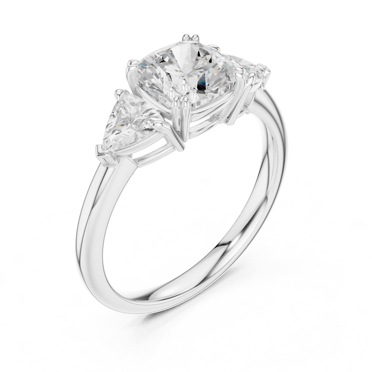 Cushion Three Stone Lab Grown Diamond Engagement Ring