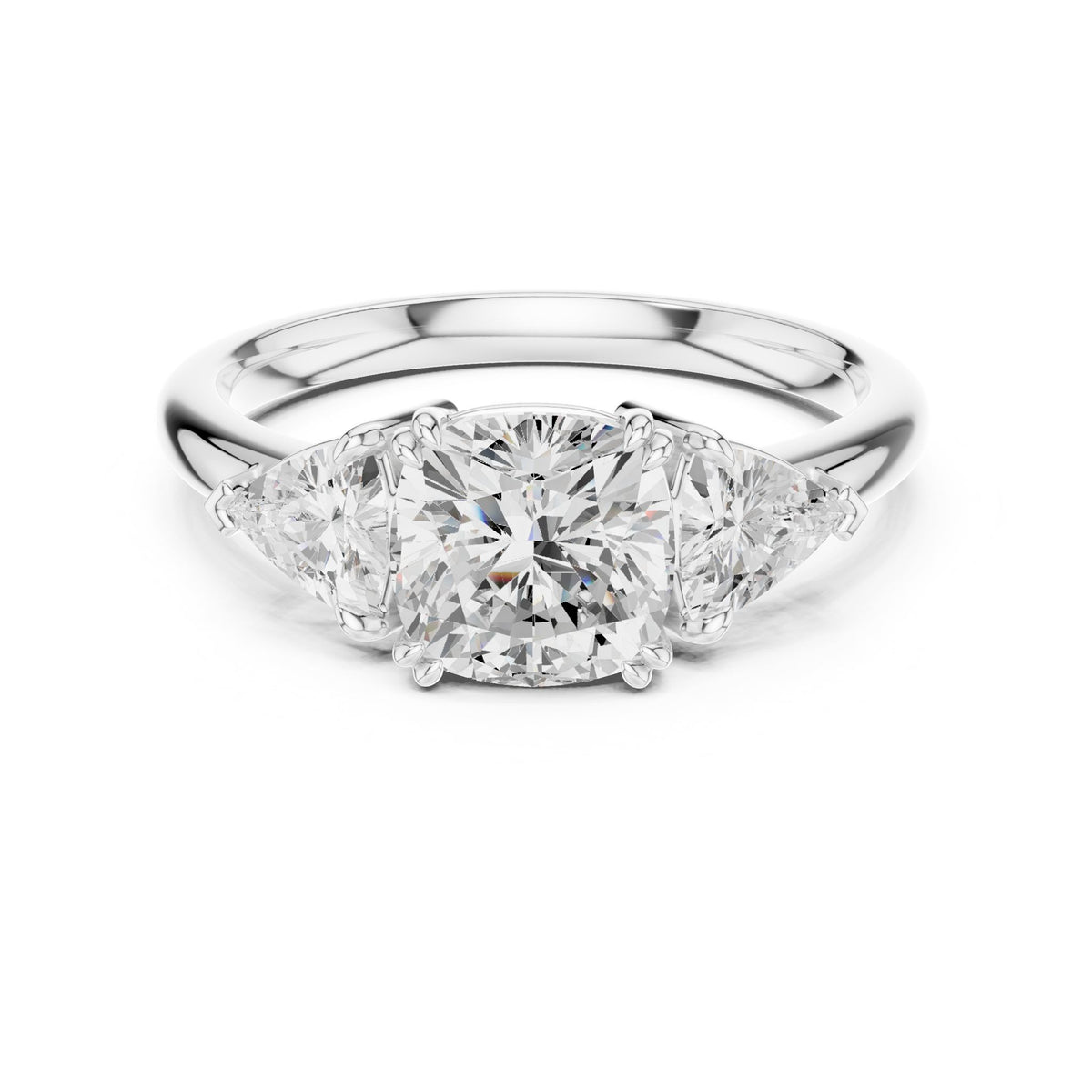 Cushion Three Stone Lab Grown Diamond Engagement Ring