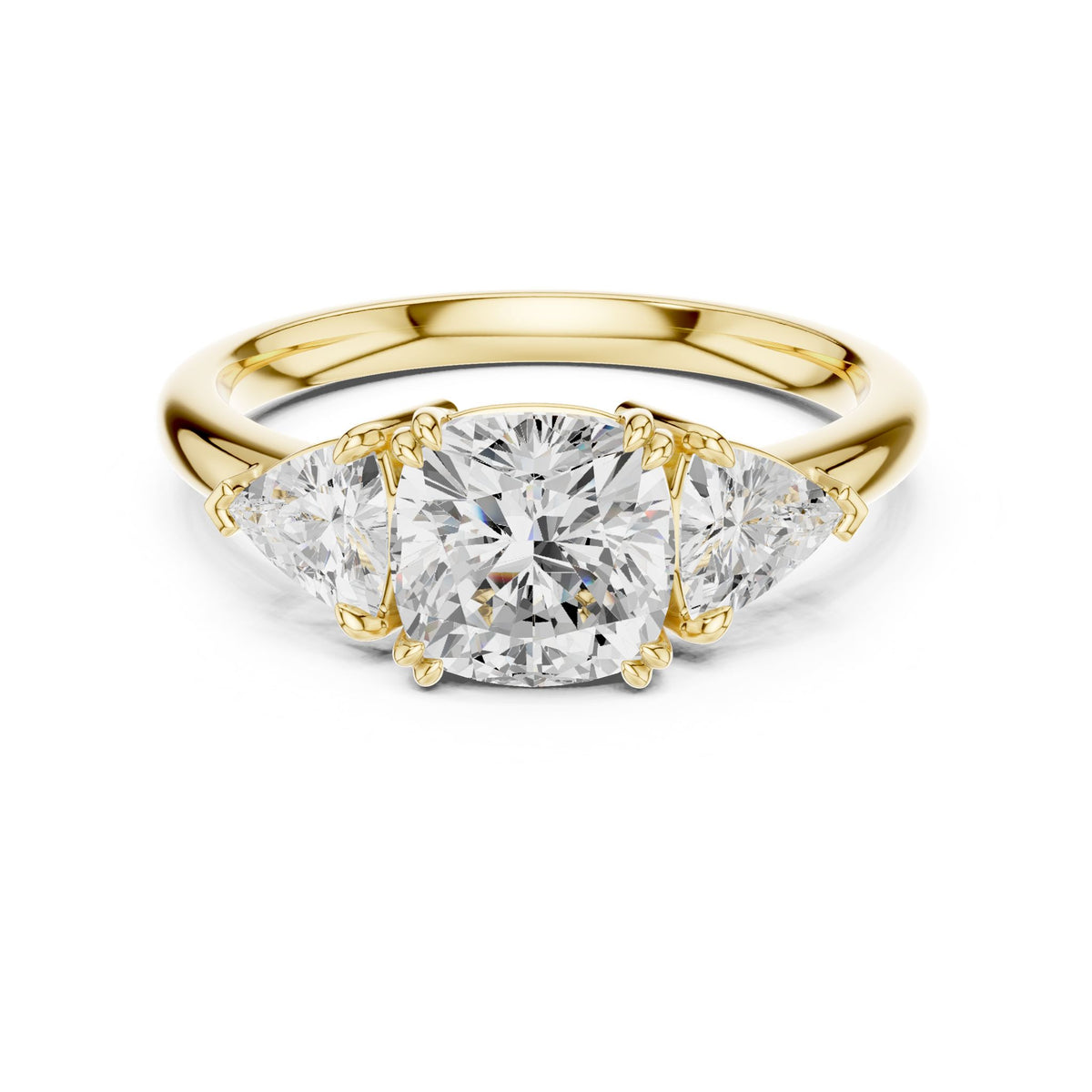 Cushion Three Stone Lab Grown Diamond Engagement Ring
