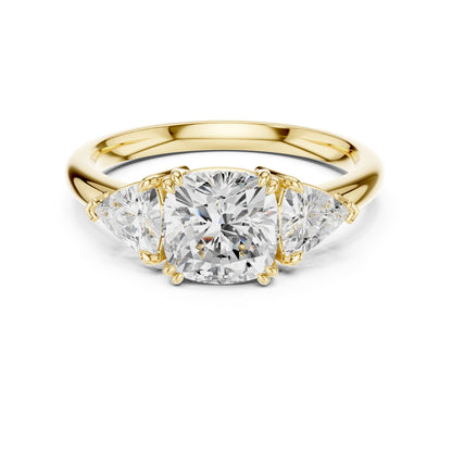 Cushion Three Stone Lab Grown Diamond Engagement Ring