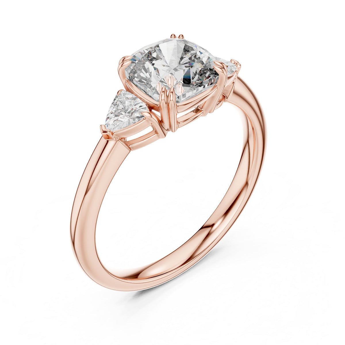 Cushion Three Stone Lab Grown Diamond Engagement Ring