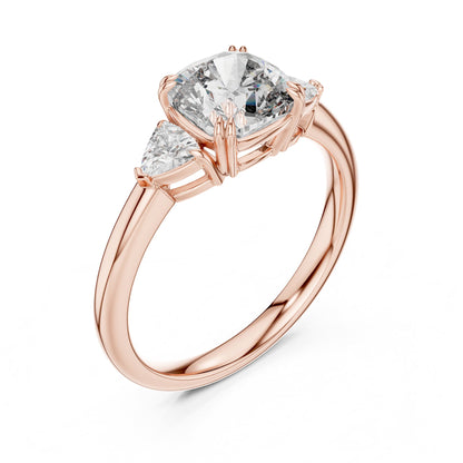 Cushion Three Stone Lab Grown Diamond Engagement Ring