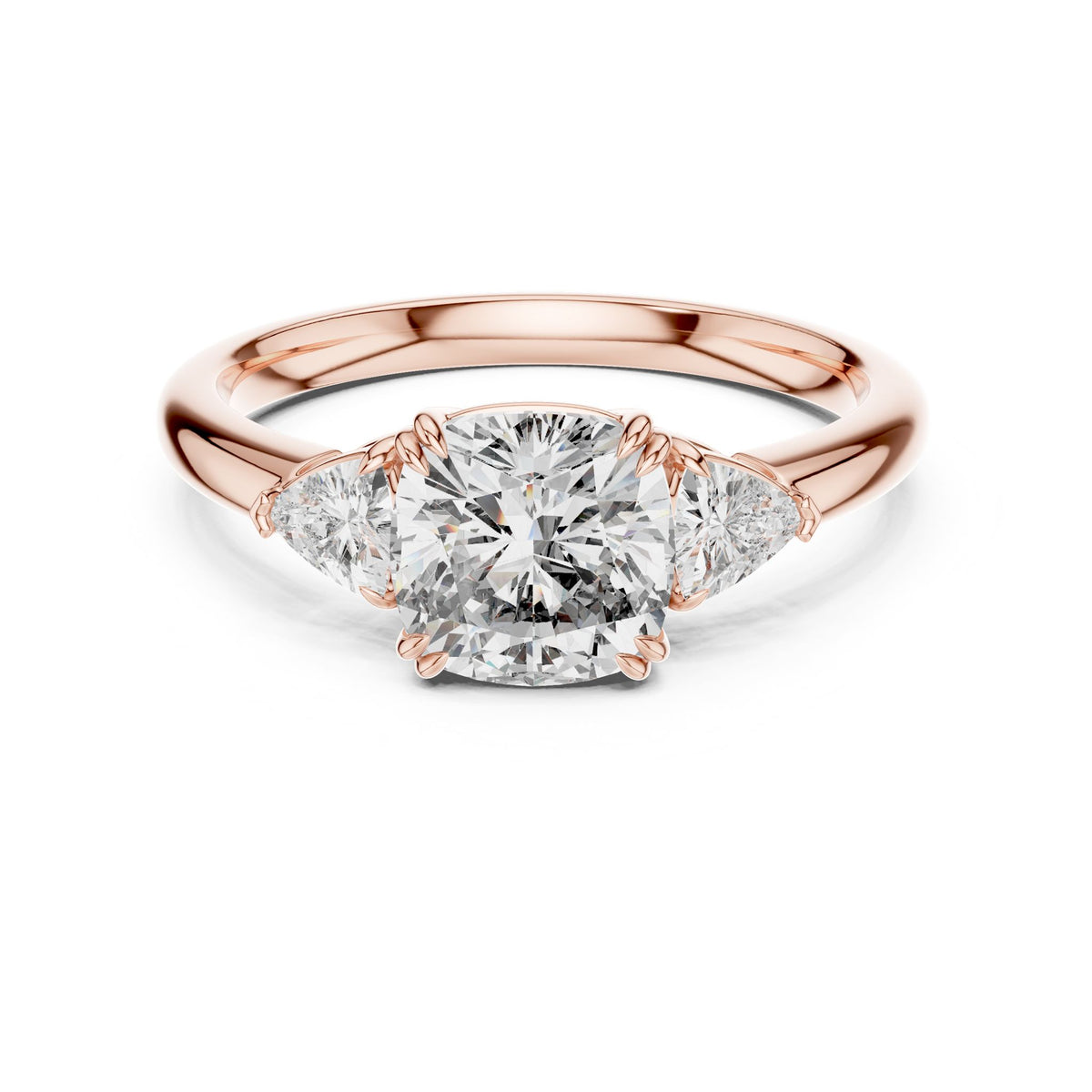 Cushion Three Stone Lab Grown Diamond Engagement Ring