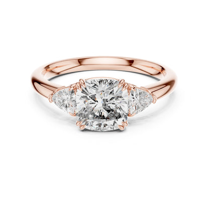 Cushion Three Stone Lab Grown Diamond Engagement Ring