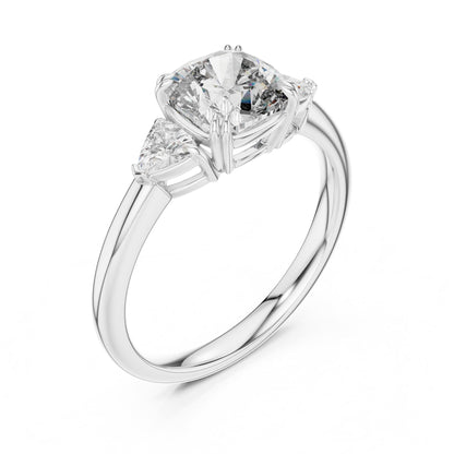 Cushion Three Stone Lab Grown Diamond Engagement Ring