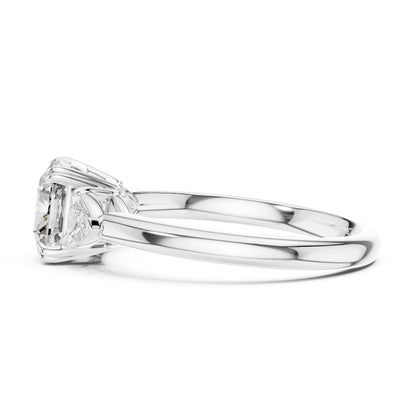 Cushion Three Stone Lab Grown Diamond Engagement Ring