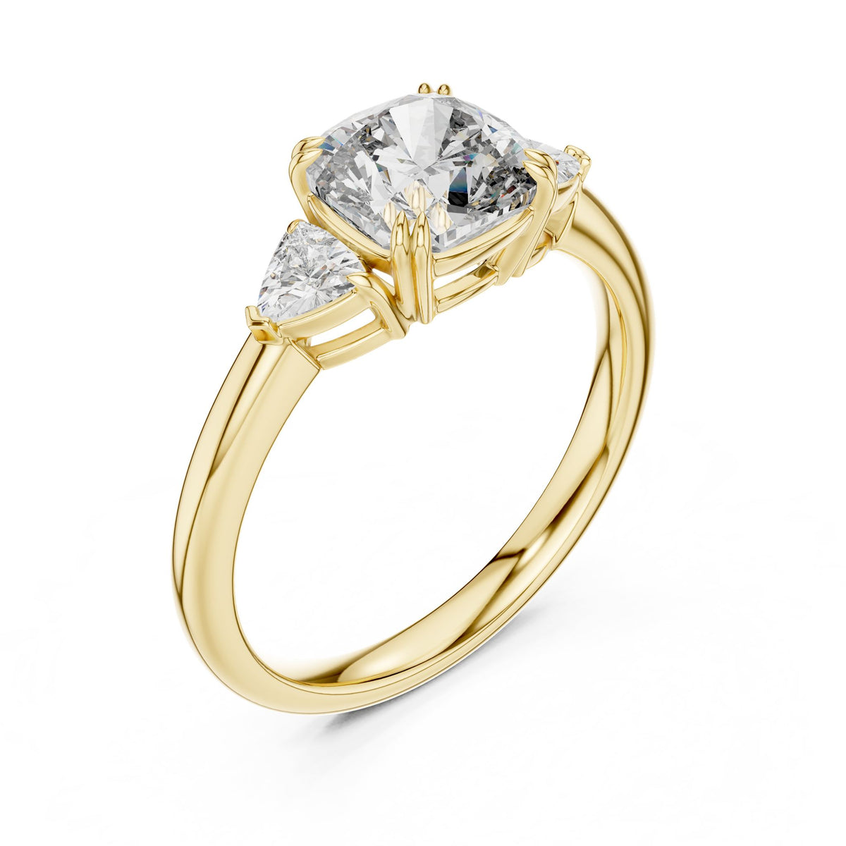 Cushion Three Stone Lab Grown Diamond Engagement Ring