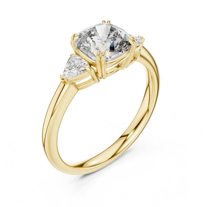 Cushion Three Stone Lab Grown Diamond Engagement Ring