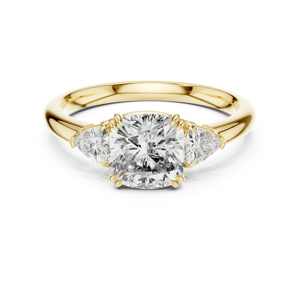 Cushion Three Stone Lab Grown Diamond Engagement Ring