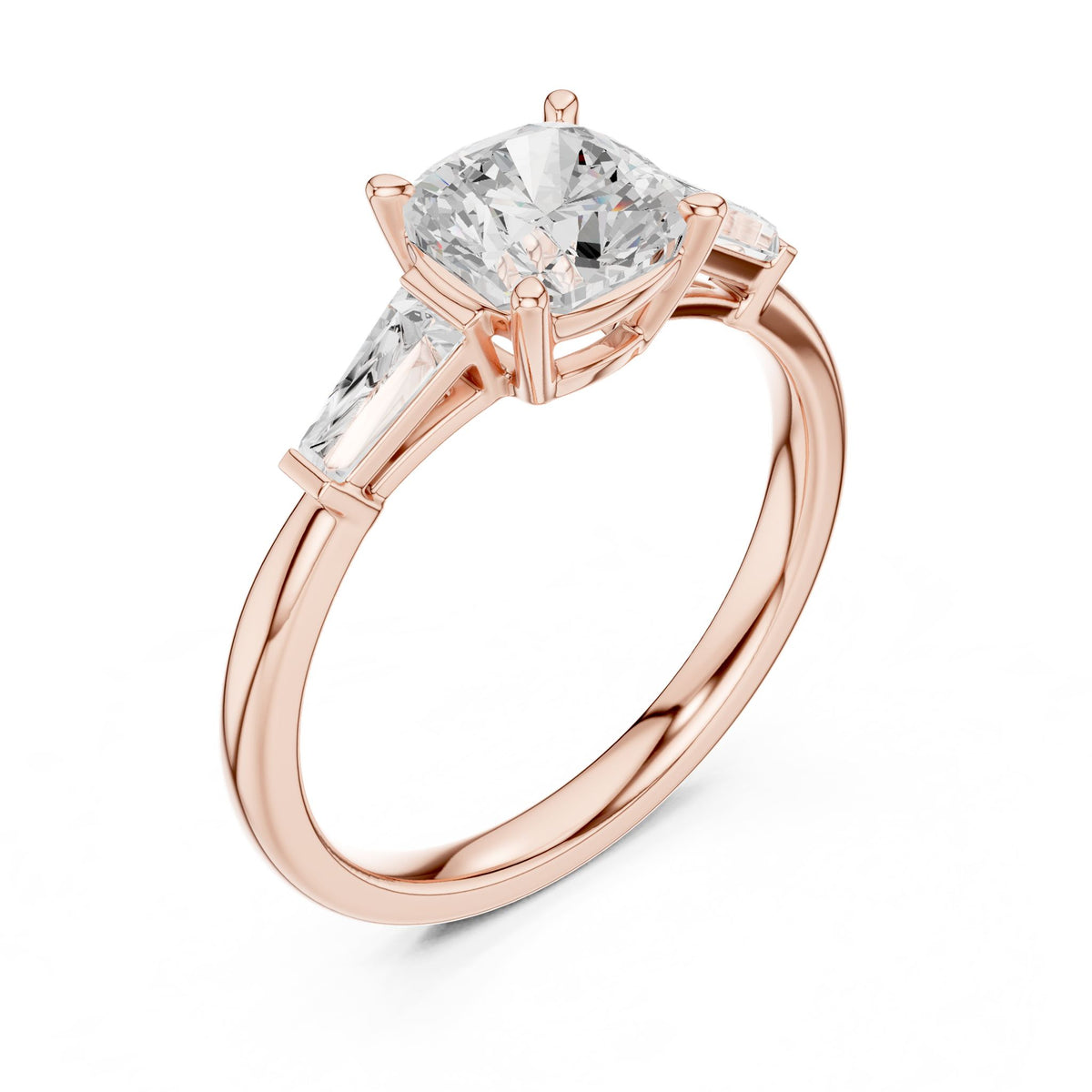 Cushion Three Stone Lab Grown Diamond Engagement Ring