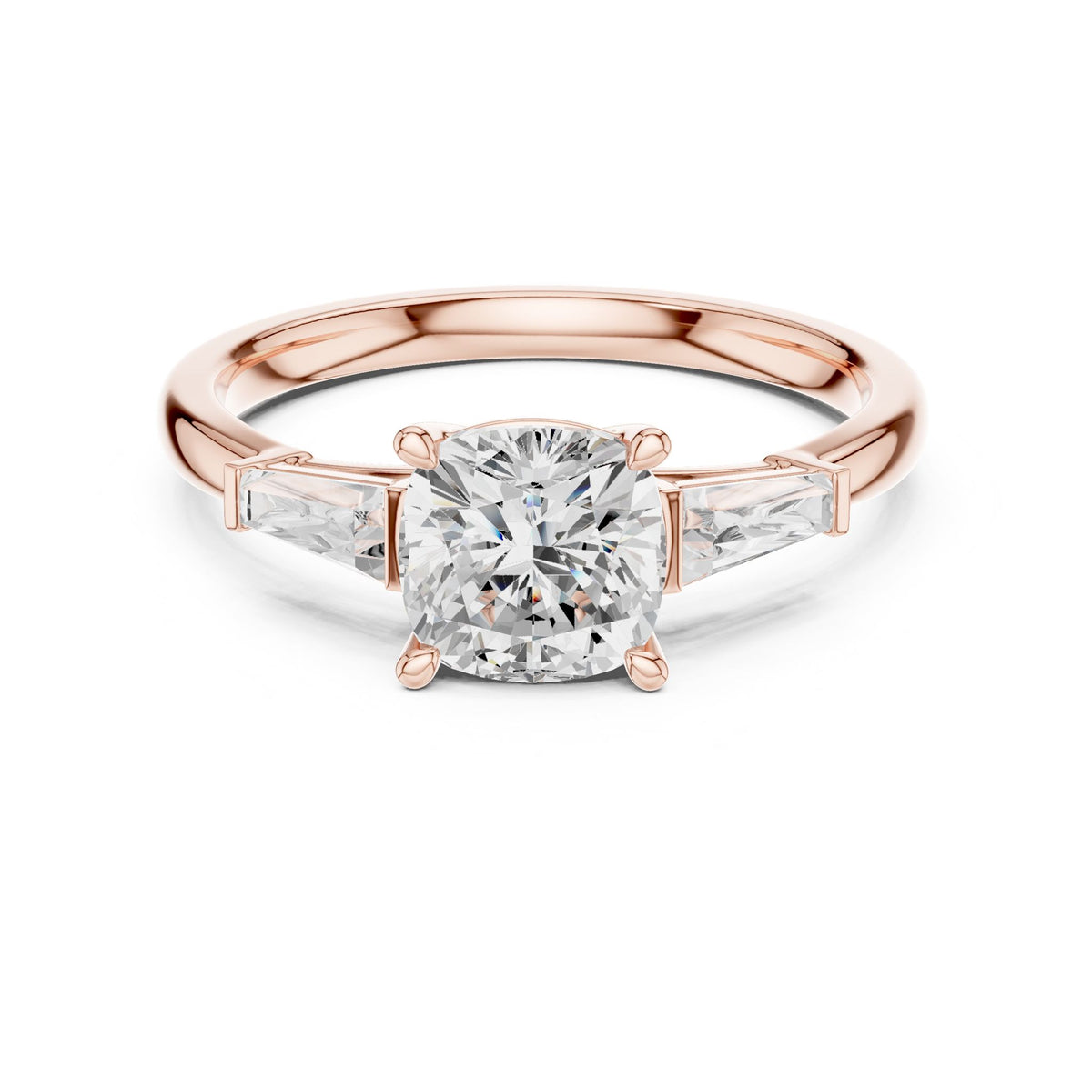 Cushion Three Stone Lab Grown Diamond Engagement Ring