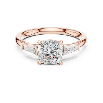 Cushion Three Stone Lab Grown Diamond Engagement Ring