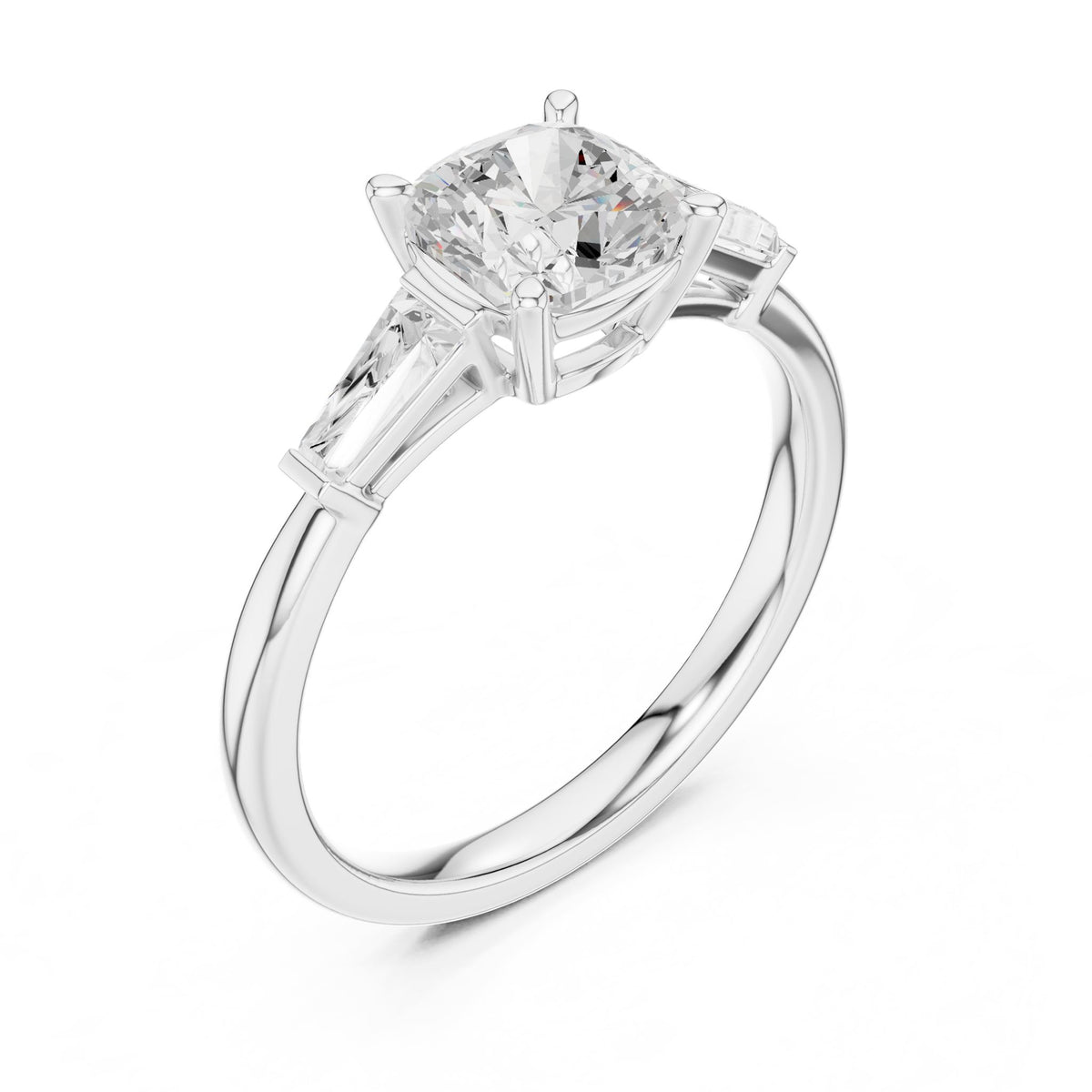 Cushion Three Stone Lab Grown Diamond Engagement Ring