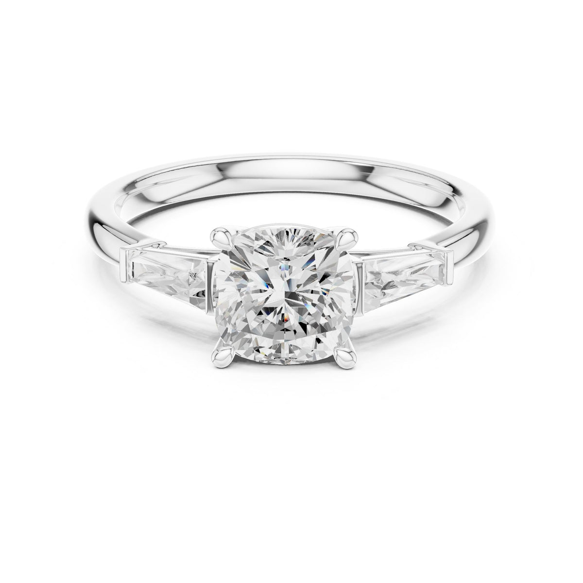 Cushion Three Stone Lab Grown Diamond Engagement Ring