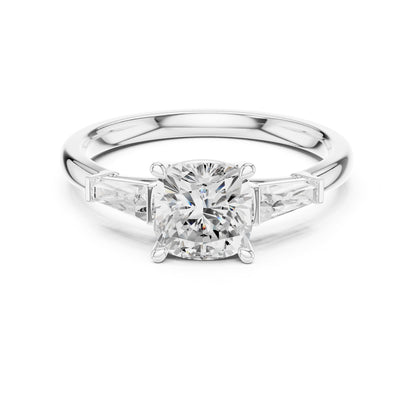 Cushion Three Stone Lab Grown Diamond Engagement Ring
