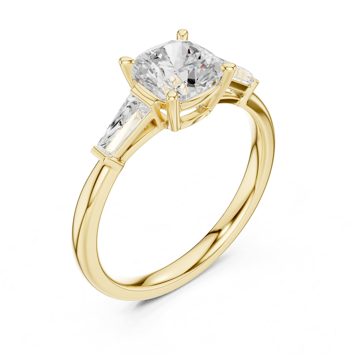 Cushion Three Stone Lab Grown Diamond Engagement Ring