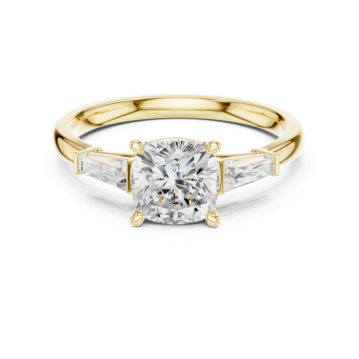 Cushion Three Stone Lab Grown Diamond Engagement Ring