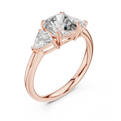 Cushion Three Stone Lab Grown Diamond Engagement Ring