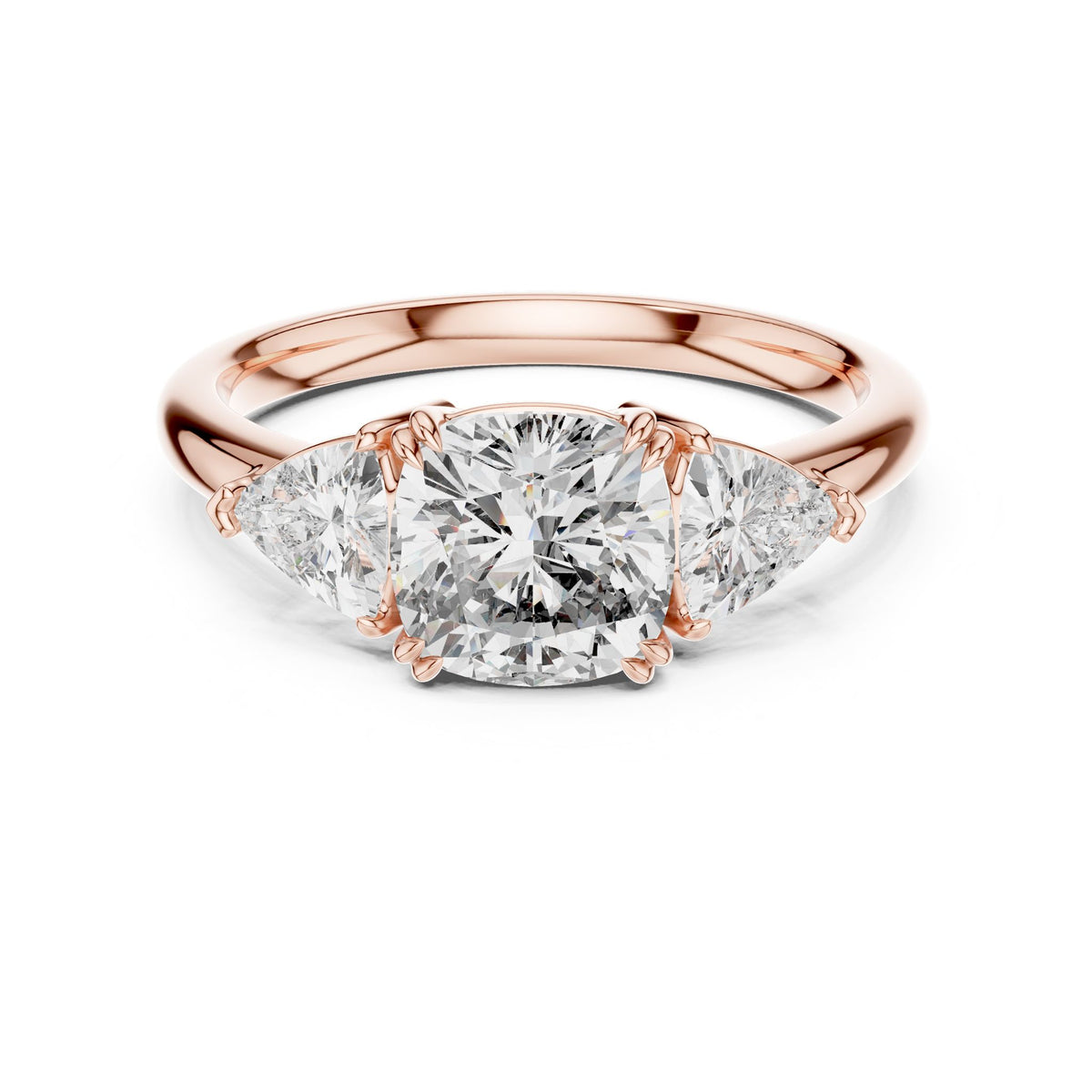 Cushion Three Stone Lab Grown Diamond Engagement Ring