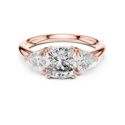 Cushion Three Stone Lab Grown Diamond Engagement Ring