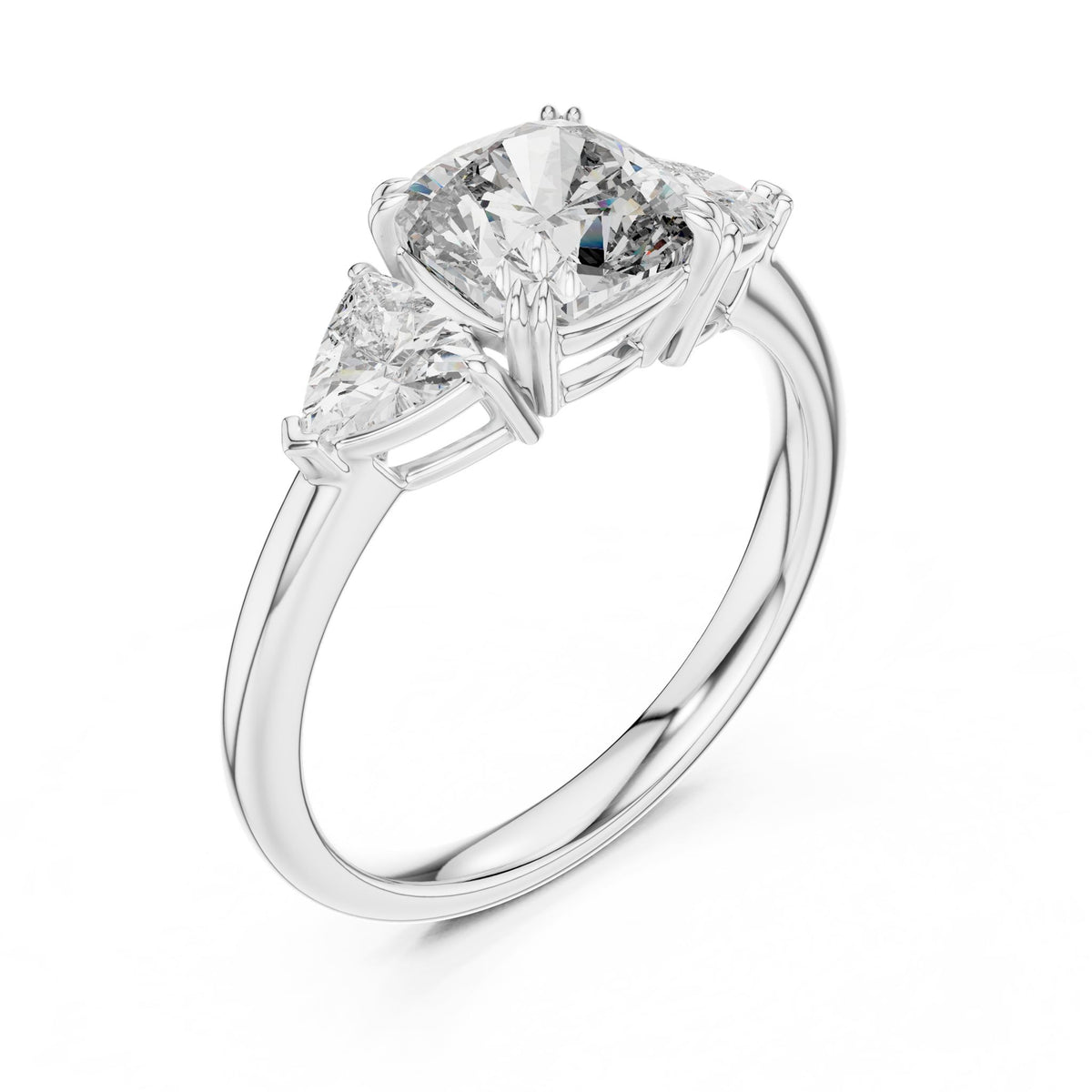 Cushion Three Stone Lab Grown Diamond Engagement Ring