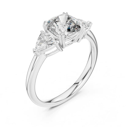 Cushion Three Stone Lab Grown Diamond Engagement Ring