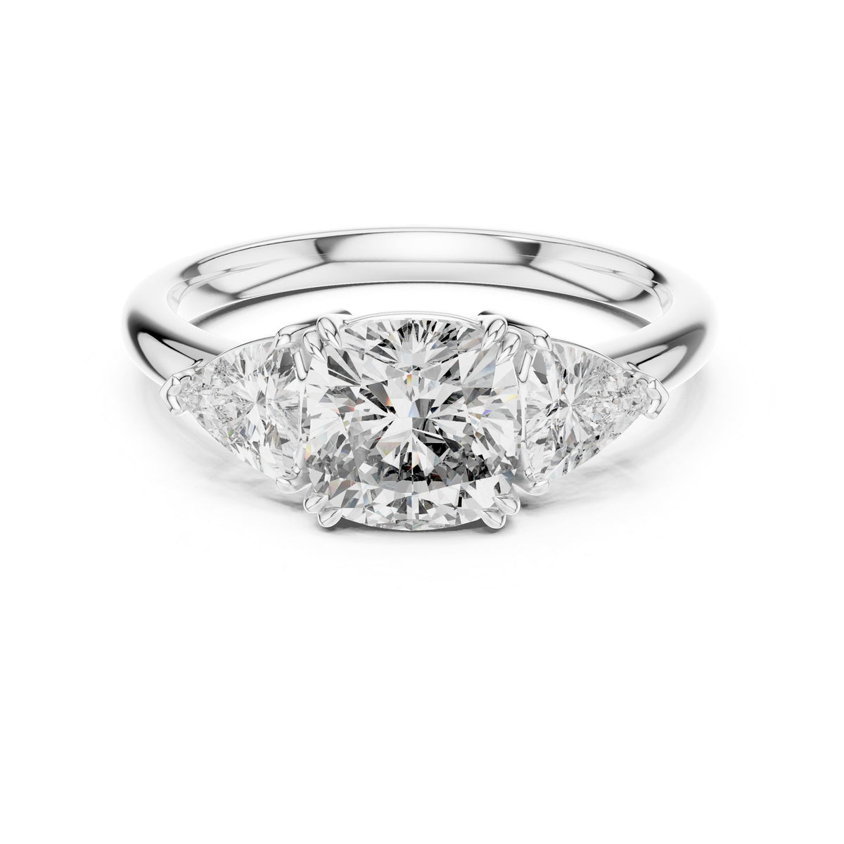 Cushion Three Stone Lab Grown Diamond Engagement Ring