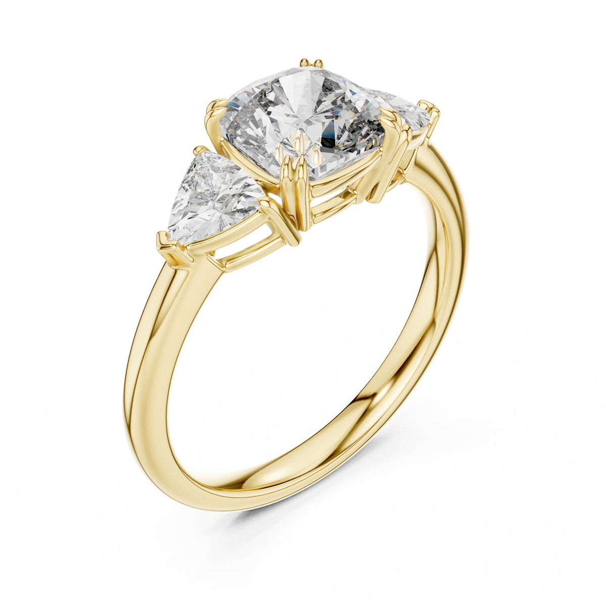 Cushion Three Stone Lab Grown Diamond Engagement Ring