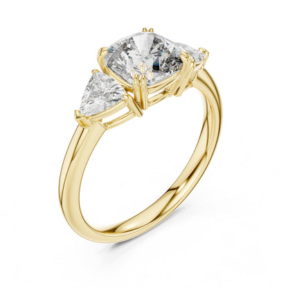 Cushion Three Stone Lab Grown Diamond Engagement Ring