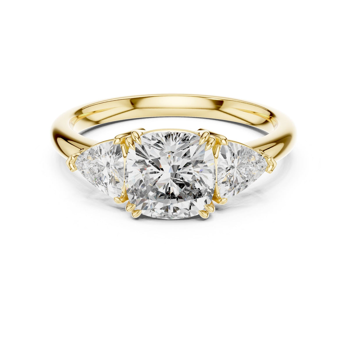 Cushion Three Stone Lab Grown Diamond Engagement Ring