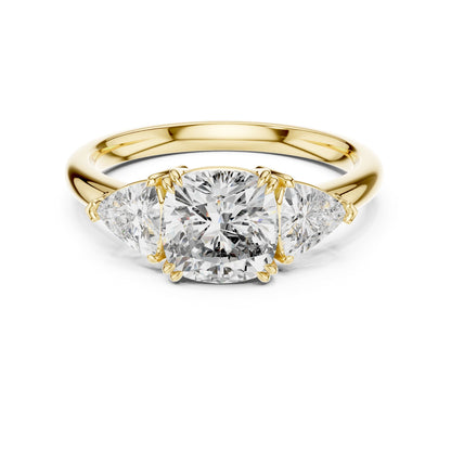 Cushion Three Stone Lab Grown Diamond Engagement Ring