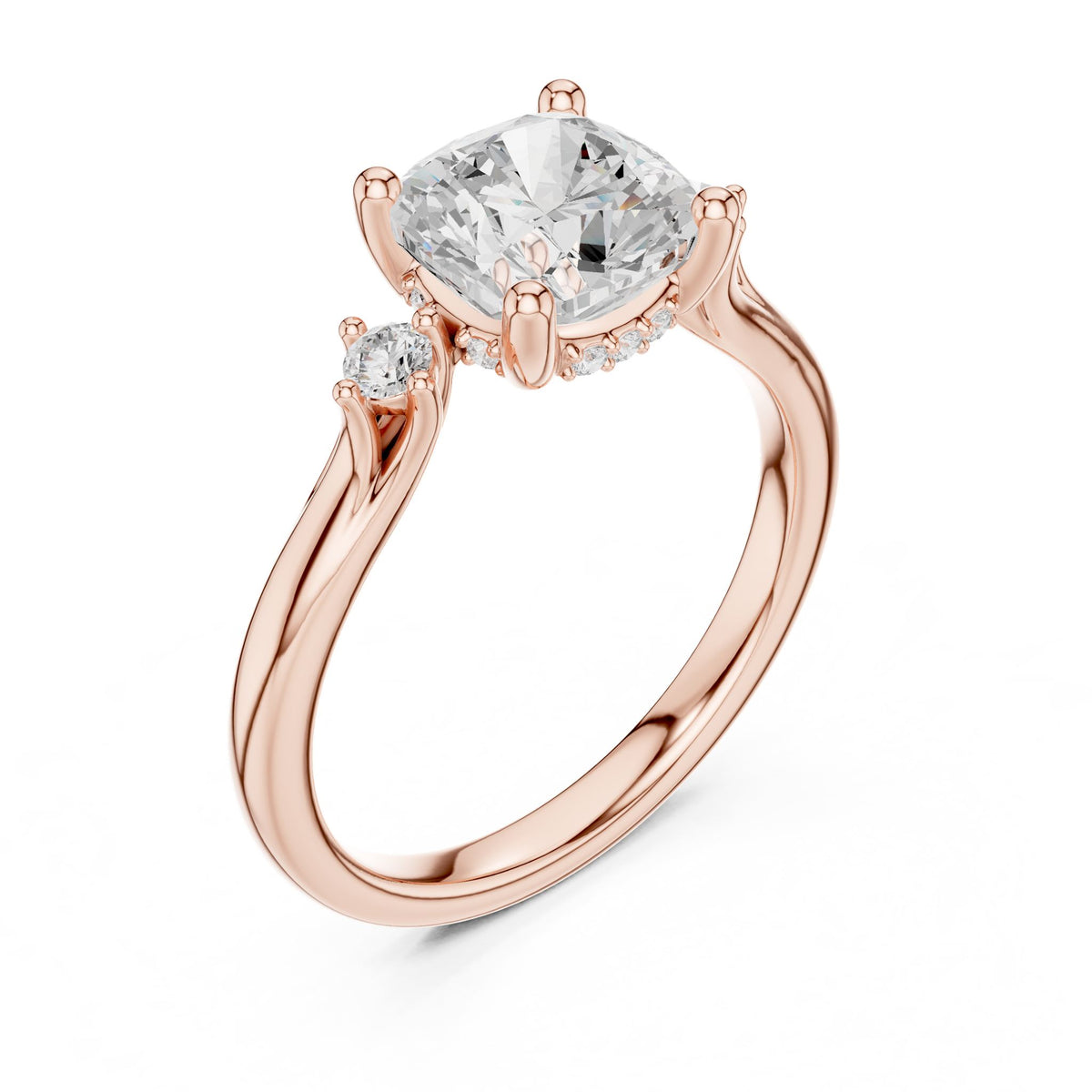 Cushion Three Stone Lab Grown Diamond Engagement Ring