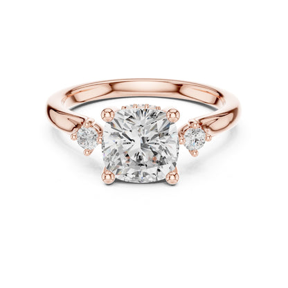 Cushion Three Stone Lab Grown Diamond Engagement Ring