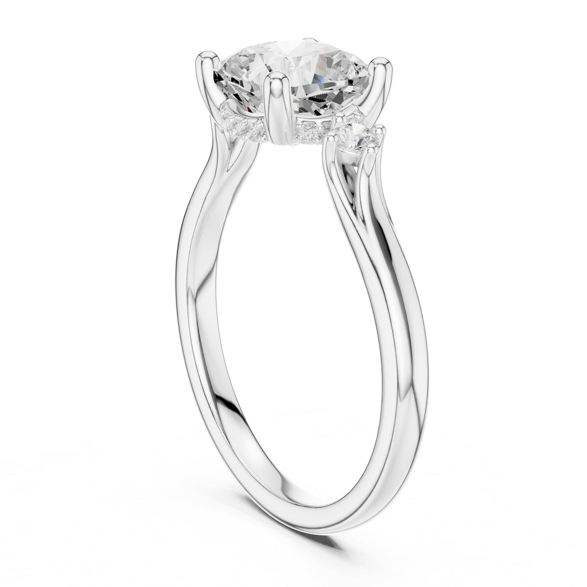 Cushion Three Stone Lab Grown Diamond Engagement Ring