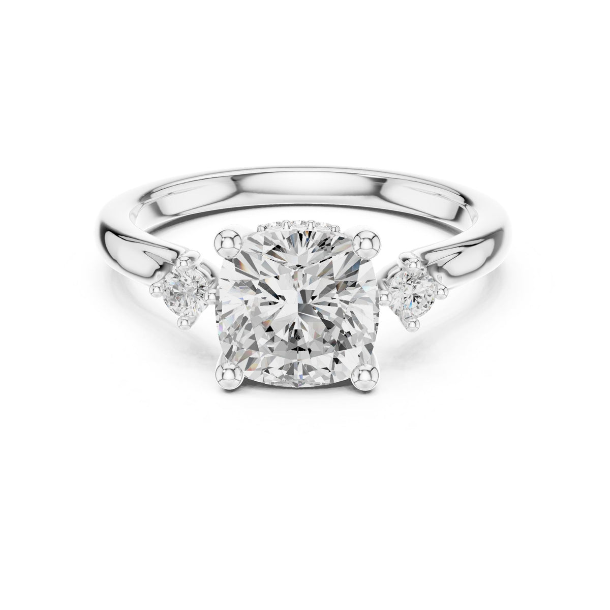Cushion Three Stone Lab Grown Diamond Engagement Ring