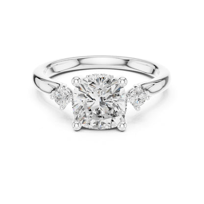 Cushion Three Stone Lab Grown Diamond Engagement Ring