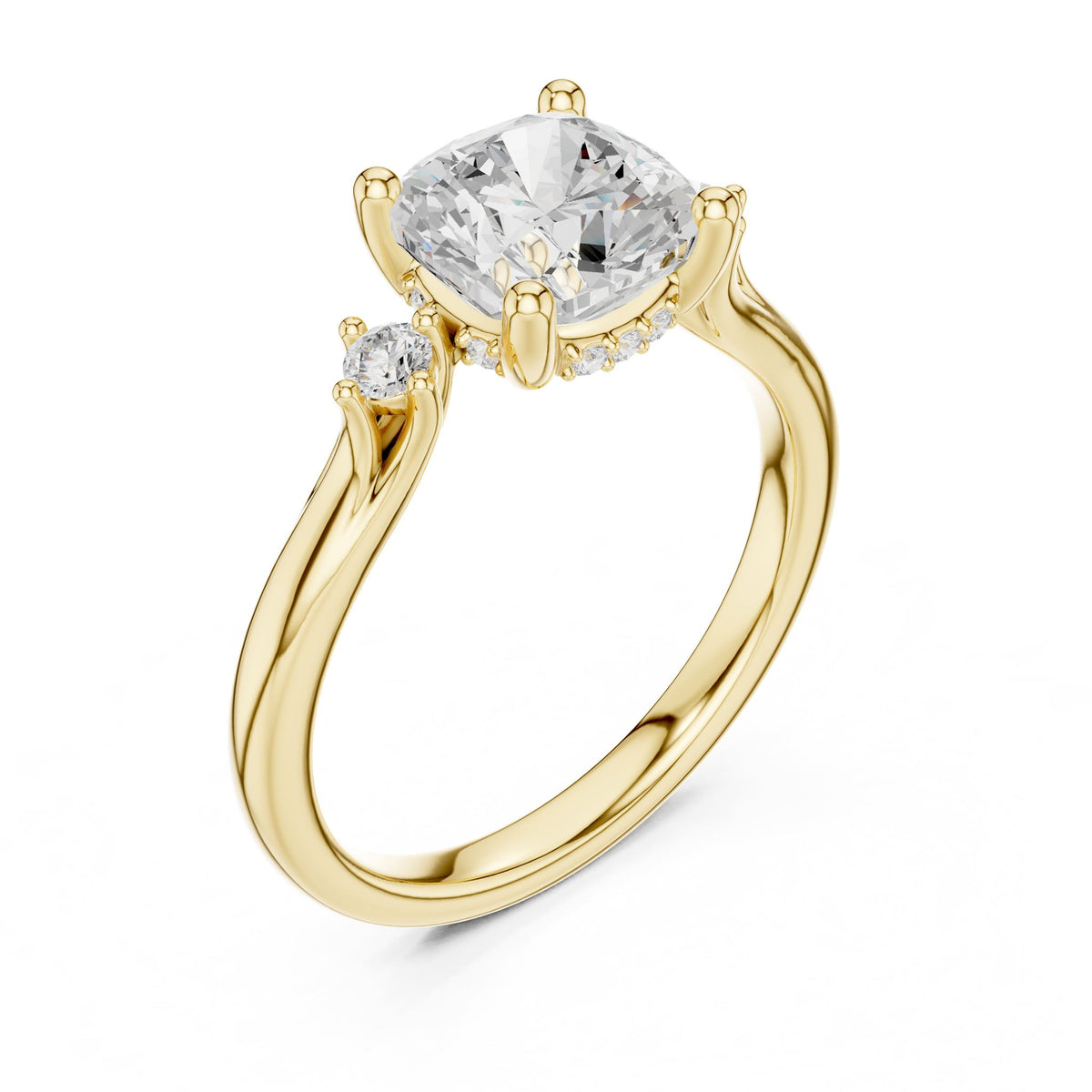 Cushion Three Stone Lab Grown Diamond Engagement Ring