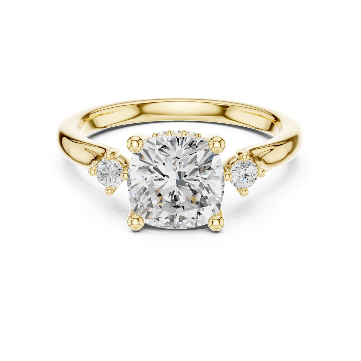 Cushion Three Stone Lab Grown Diamond Engagement Ring