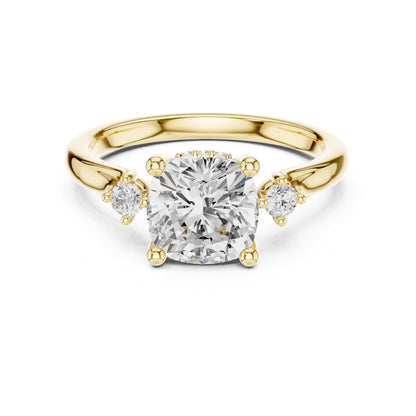 Cushion Three Stone Lab Grown Diamond Engagement Ring