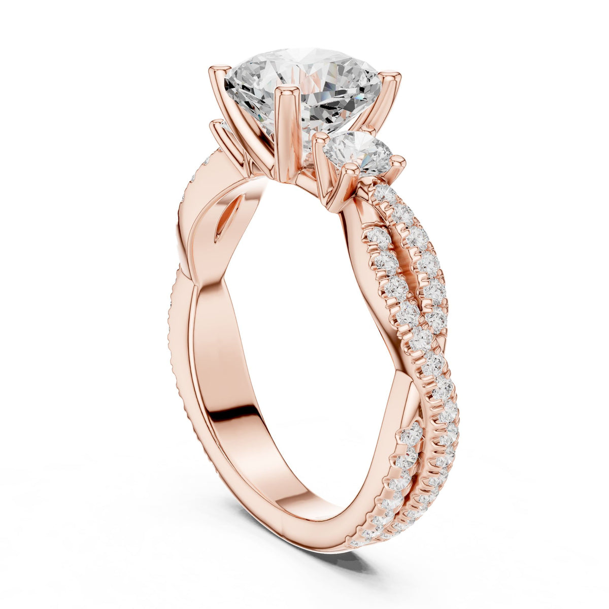 Cushion Three Stone Lab Grown Diamond Engagement Ring