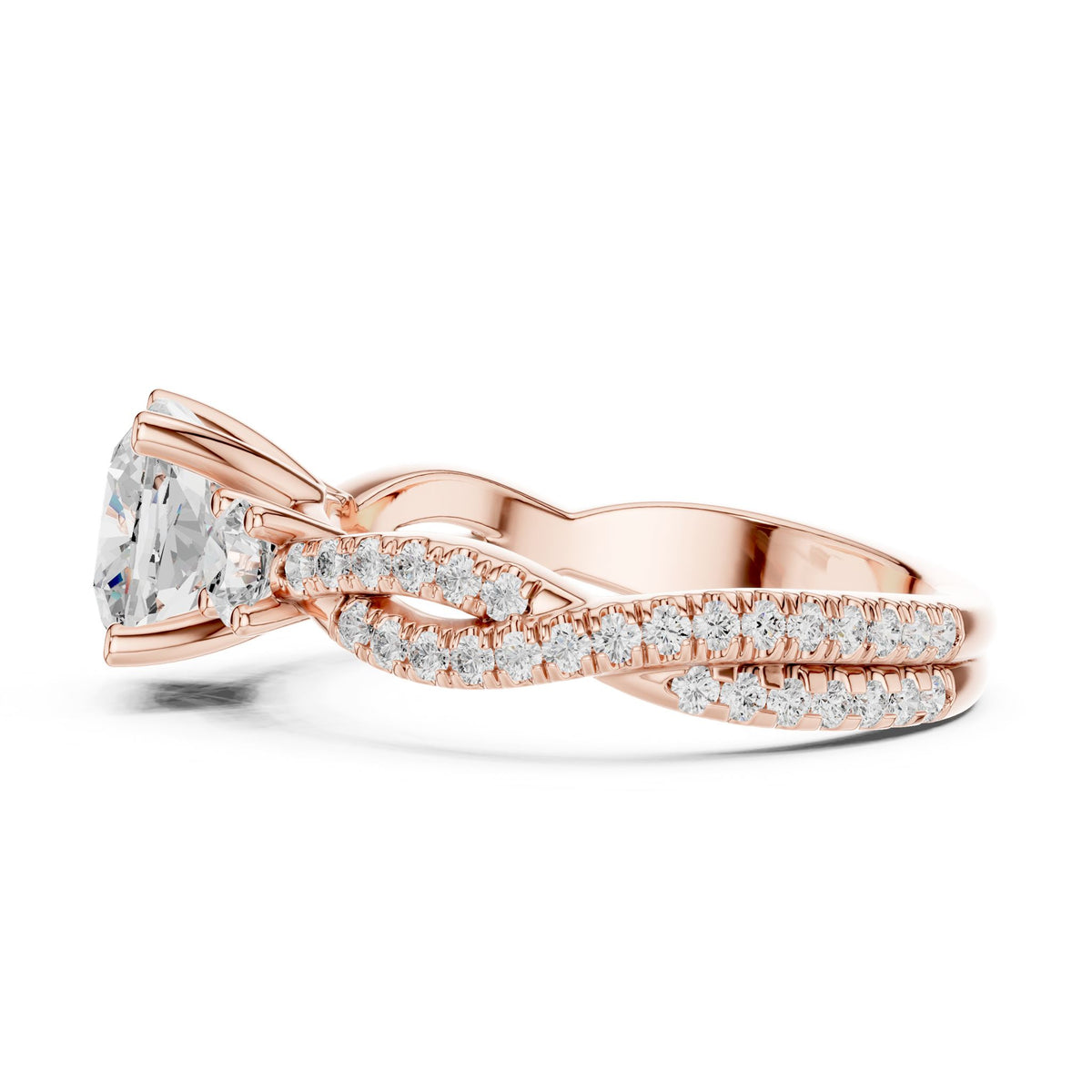 Cushion Three Stone Lab Grown Diamond Engagement Ring
