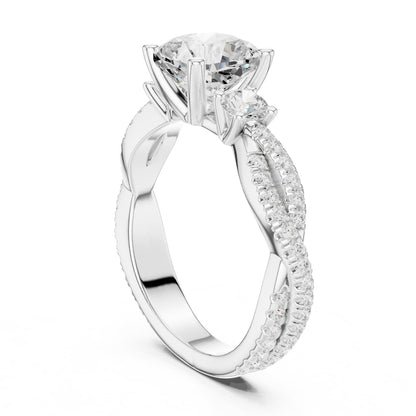 Cushion Three Stone Lab Grown Diamond Engagement Ring